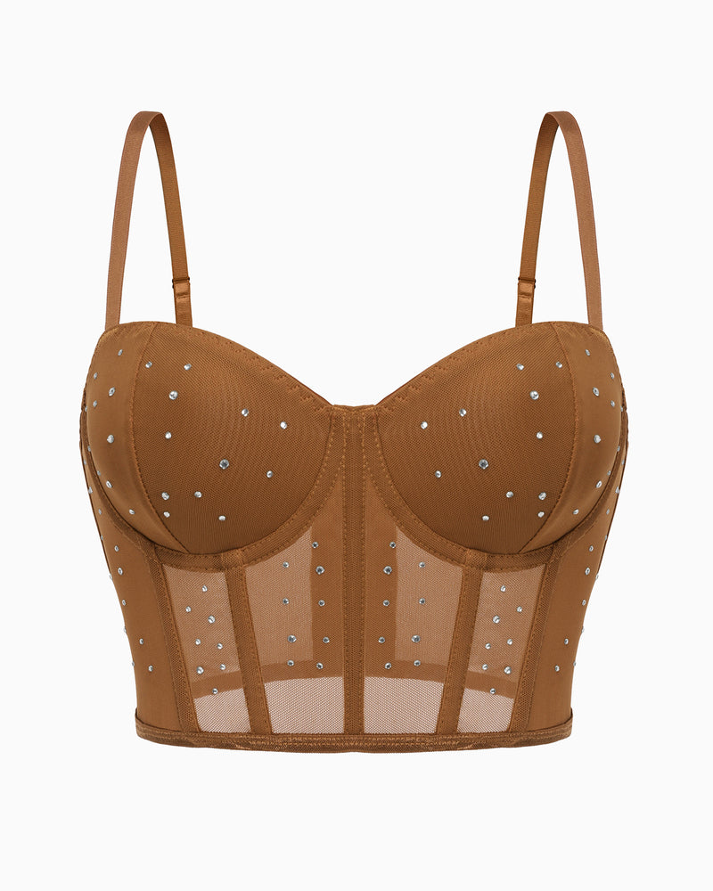 Topuri cu corset cu strasuri Bustieră Push Up