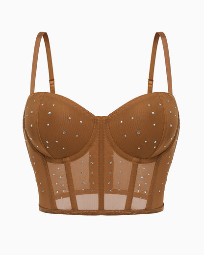 Topuri cu corset cu strasuri Bustieră Push Up