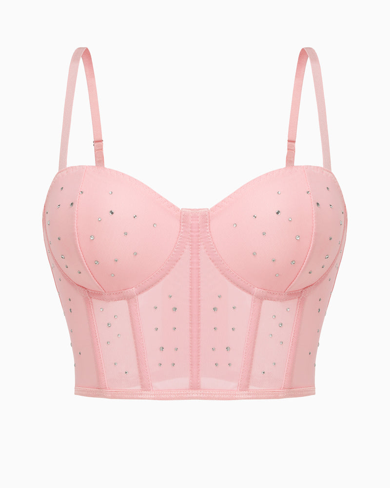 Topuri cu corset cu strasuri Bustieră Push Up