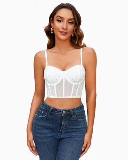 Topuri cu corset cu strasuri Bustieră Push Up