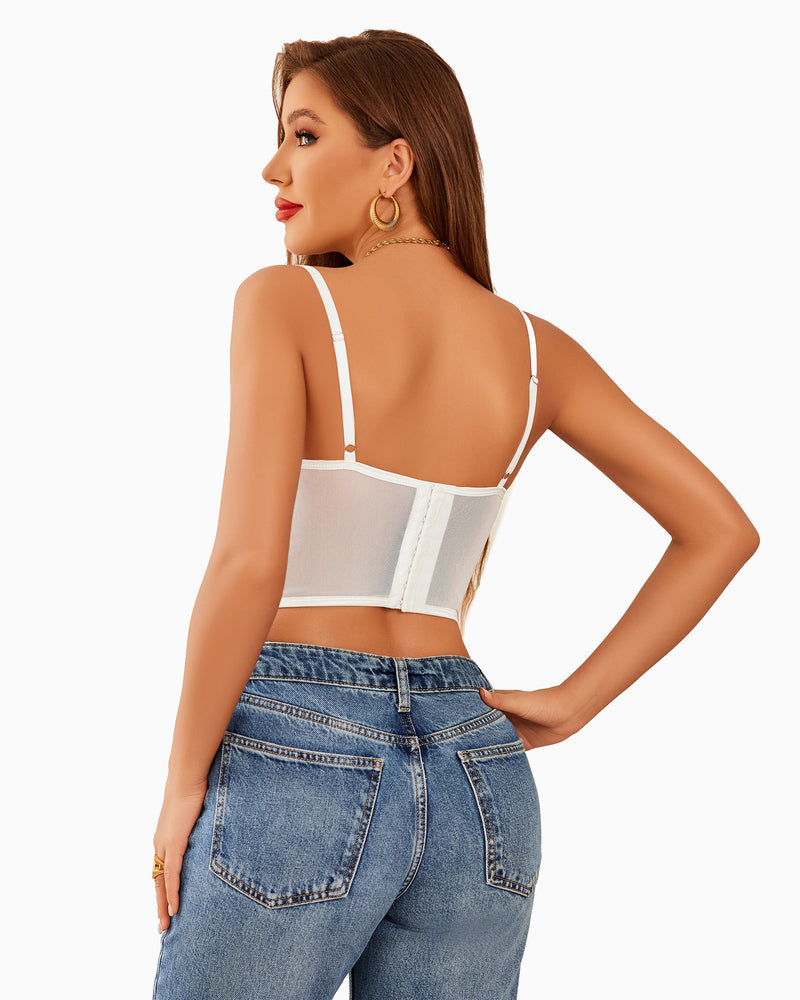 Topuri cu corset cu strasuri Bustieră Push Up