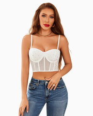 Rhinestone Corset Tops Push Up Bustier