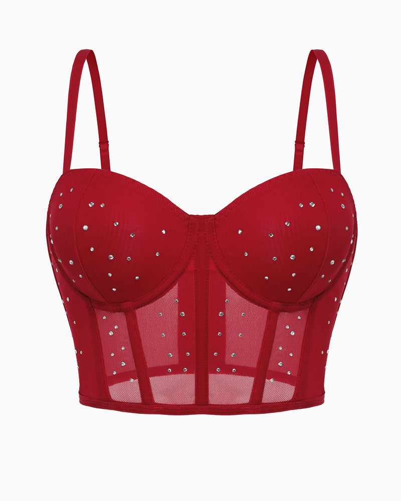 Topuri cu corset cu strasuri Bustieră Push Up