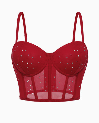 Topuri cu corset cu strasuri Bustieră Push Up