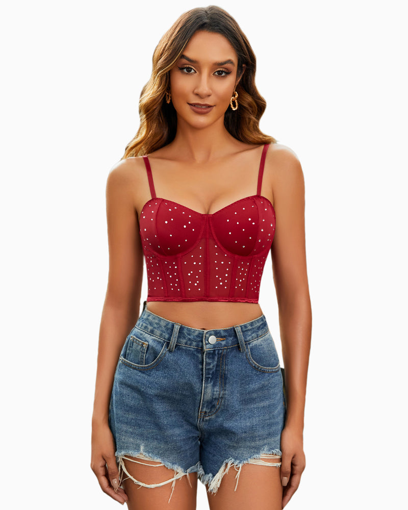 Topuri cu corset cu strasuri Bustieră Push Up