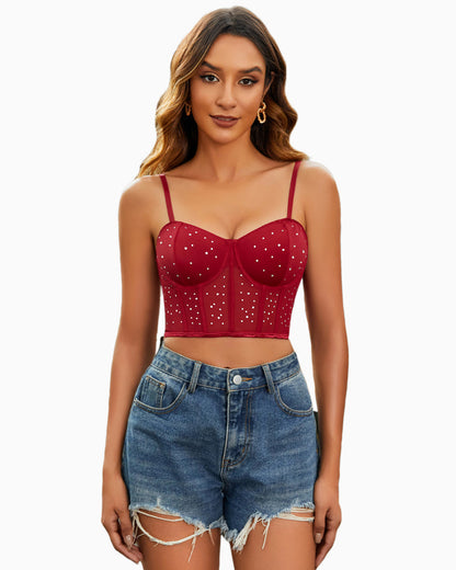 Topuri cu corset cu strasuri Bustieră Push Up