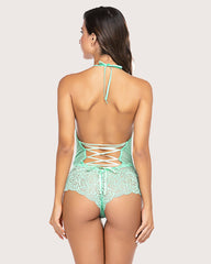 One Piece Lace Halter Bodysuit