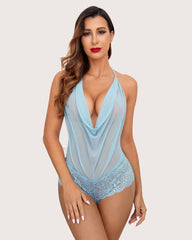 One Piece Lace Halter Bodysuit