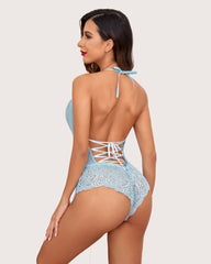 One Piece Lace Halter Bodysuit