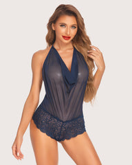 One Piece Lace Halter Bodysuit