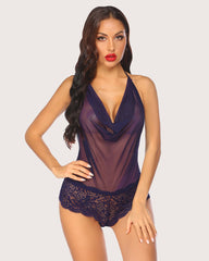 One Piece Lace Halter Bodysuit