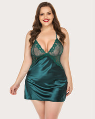 V Neck Nightwear Satin Sleepwear Lace Chemise