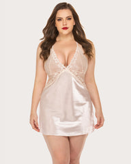 V Neck Nightwear Satin Sleepwear Lace Chemise