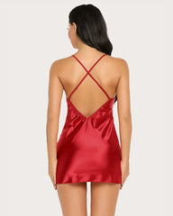 V Neck Nightwear Satin Sleepwear Lace Chemise