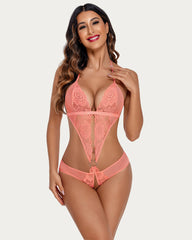 Deep V Lace Teddy One Piece Mini Bodysuit