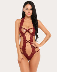 Body din dantela Deep V Halter