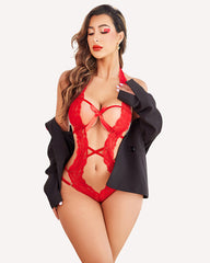 Deep V Halter Teddy One Piece