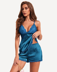 Satin Lace Camisole Pajamas Set