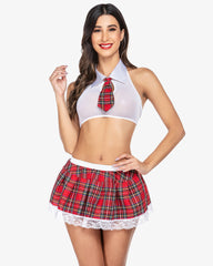 School Girl Costume Skirt Lingerie Set