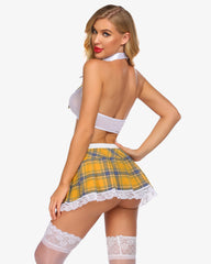 School Girl Costume Skirt Lingerie Set