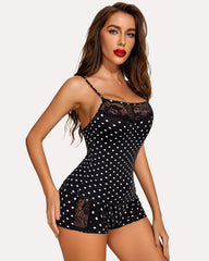 Leopard Sleepwear Lace Pajamas Set