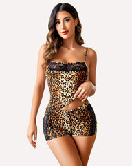 Set pijamale din dantela leopard