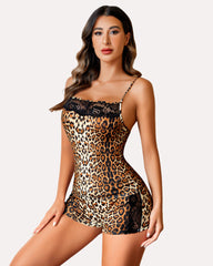 Set pijamale din dantela leopard