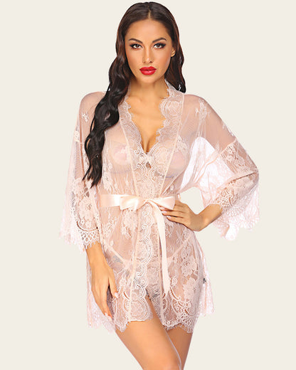 Robe Kimono din Dantela Lenjerie Camasa de noapte din plasa