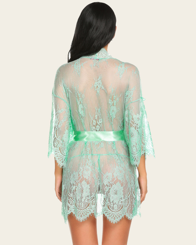 Robe Kimono din Dantela Lenjerie Camasa de noapte din plasa