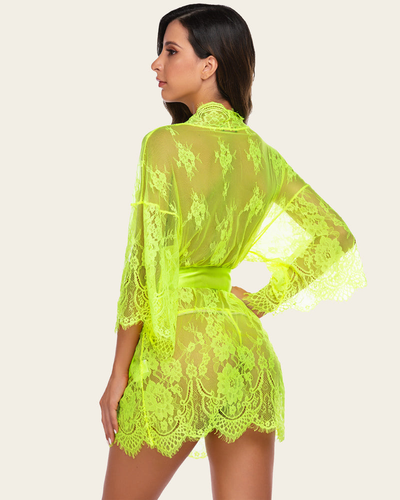 Robe Kimono din Dantela Lenjerie Camasa de noapte din plasa