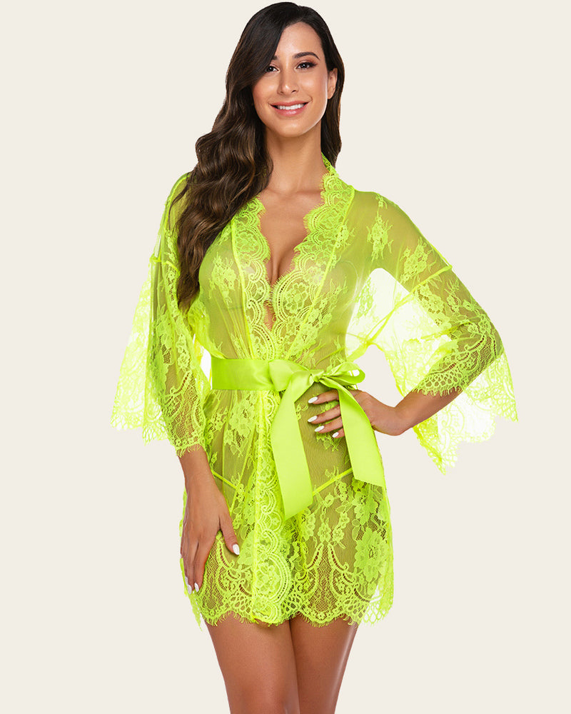 Robe Kimono din Dantela Lenjerie Camasa de noapte din plasa