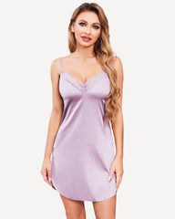 Floral Satin Lace Mini Full Slip Dress