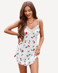 Floral Satin Lace Mini Full Slip Dress