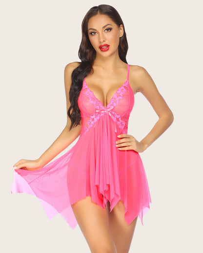 Lace Babydoll Sleepwear Outfits Plus Size Langeray