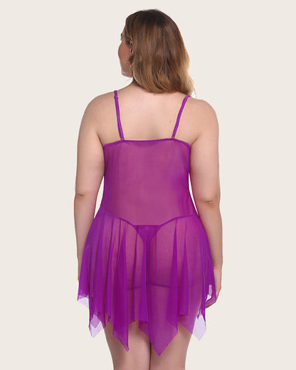 Lace Butterfly Print Babydoll Plus Size Lingeries