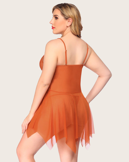 Lace Babydoll Sleepwear Outfits Plus Size Langeray