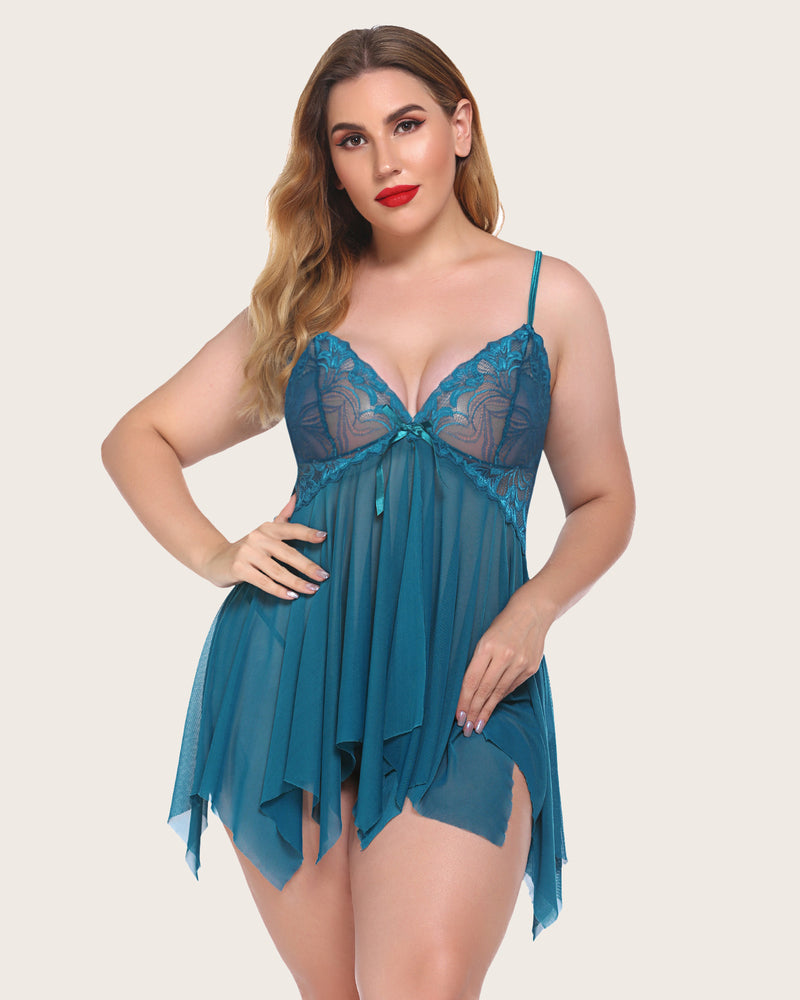 Lace Babydoll Sleepwear Outfits Plus Size Langeray