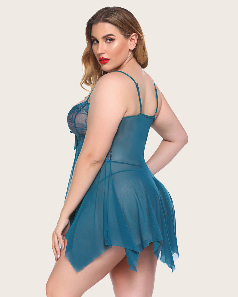 Lace Babydoll Sleepwear Outfits Plus Size Langeray