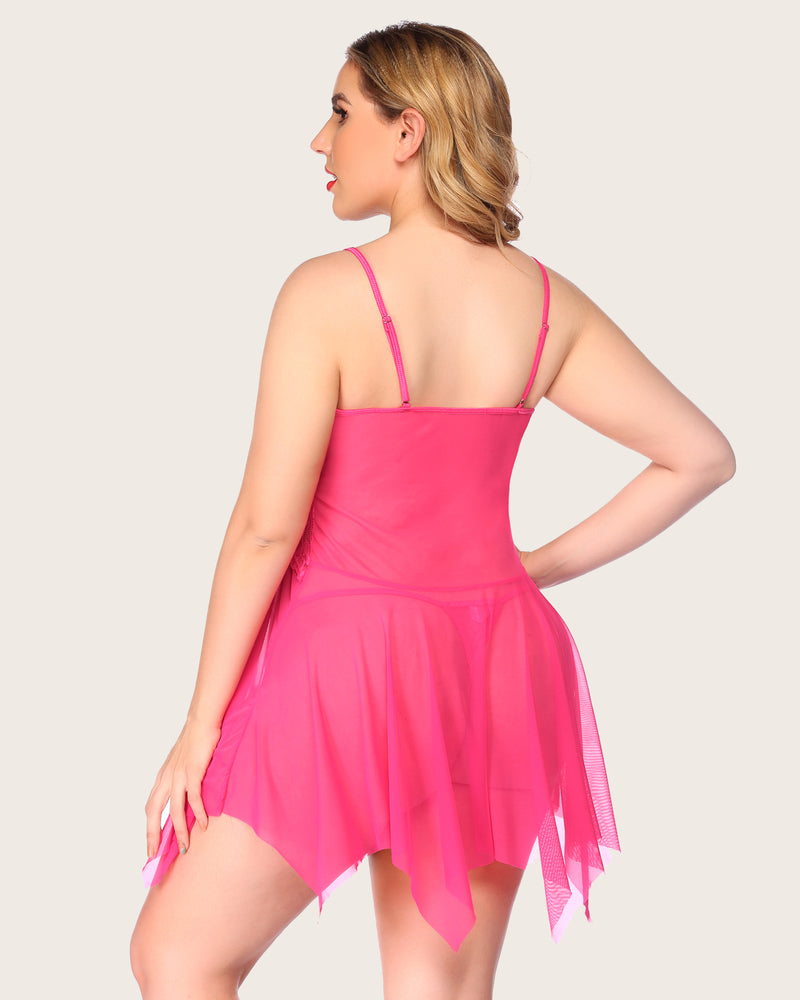 Lace Babydoll Sleepwear Outfits Plus Size Langeray