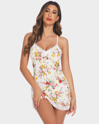Lenjerie chemise cu alunecare integrală florală