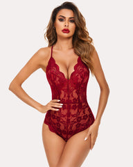 Body sexy din dantelă Deep V Teddy