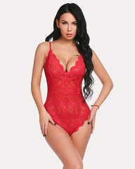 Body sexy din dantelă Deep V Teddy