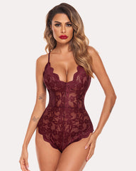 Body sexy din dantelă Deep V Teddy