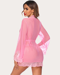 Lace Kimono Robe Mesh Nightgown