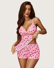 Lace Leopard Sleepwear Pajama Set