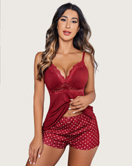 Lace Leopard Sleepwear Pajama Set