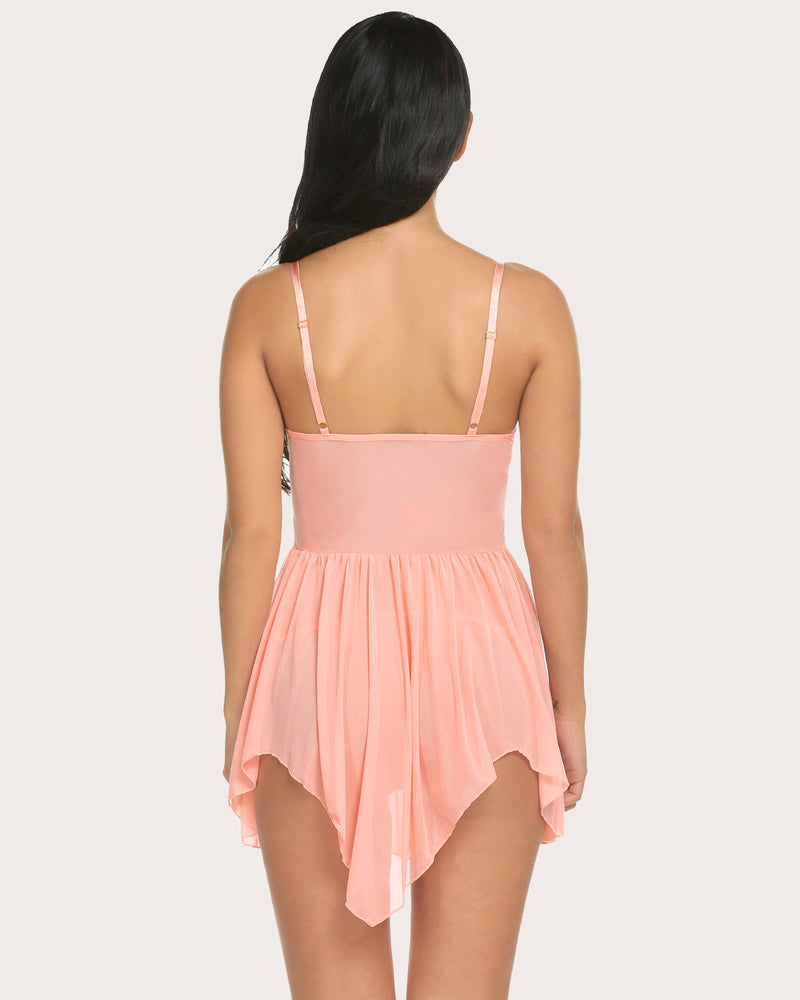 Plus Size Lace V Neck Babydoll