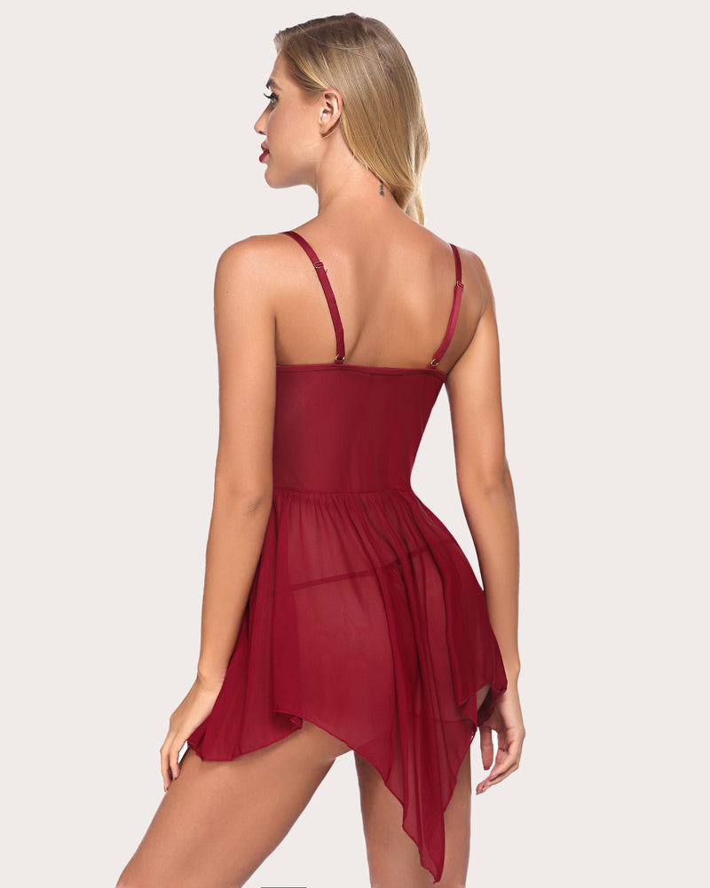 Plus Size Lace V Neck Babydoll