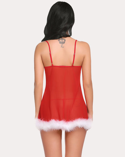 Santa Dress Red Lace Chemise