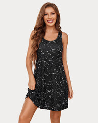 Rochie de somn chemise cu spate cros cu imprimeu